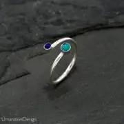 925 Sterling Silver Toe Ring Adjustable Foot Ring Peridot & Amethyst Stone Rare