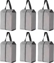 [Veool] Shoe Bags Travel Shoe Storage Organizers Pouch with Zipper Closure Drawstring Portable Large Shoes Dustproof Shoes Cover for Women Men Household Daily Accessories 6 Pack (Gray)