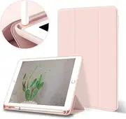 Aoub iPad 9.7 Inch 6th / 5th Generation Case with Pencil Holder, Slim Lightweight Soft TPU Back Smart Cover, Auto Sleep/Wake, for iPad 6th Gen 2018/ 5th Gen 2017 Case, Pink