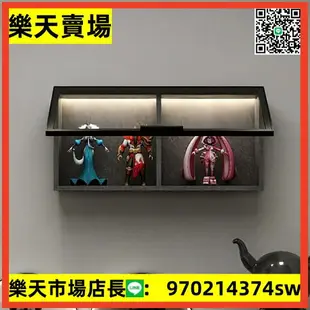 定制鋼化玻璃展示櫃手辦模型吊櫃上翻門密封櫃子壁掛墻上玩具櫃子