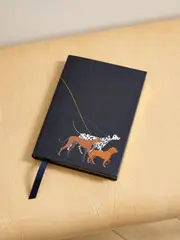 [Smythson] Smythson - Dogs Soho Panama Printed Textured-leather Notebook - Navy - One size One size Blue