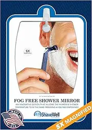 The Shave Well Company Magnifying Anti-Fog Shaving Mirror | Fogless Bathroom Handheld Mirror for Men and Women | Hanging Shower Mirror Includes Long-Lasting Removable Adhesive Hook