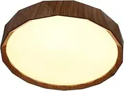 Lexi Lighting Irene CCT LED Ceiling Light, 3 Color Temps, Minimalist Round Plastic Ceiling Light Fixture with Water Transfer Wood Grain Design for Living Room, Bedroom, Kitchen (18W, Dia 38cm)