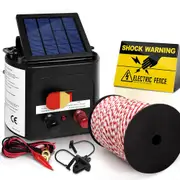 Electric Fence Energiser Solar Powered Charger Polytape Rope - 3km