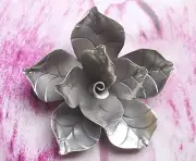 Thai pendant flower black Karen hill tribe silver are unique handmade