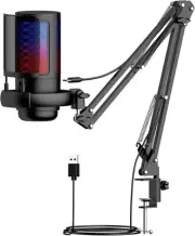 USB PC Gaming Microphone PC Streaming Recording Computer RGB Microphone Set for