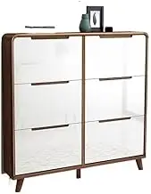 Freestanding Freestanding Shoe Storage Cabinet Hidden Shoe Cabinet with 6 Flip Drawers for Entryway Hallway.White+Brown Shoe Cupboard