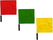 BIUDECO Match Referee Flag Set 3pcs Stainless Steel Poles Comfortable Sponge Handle
