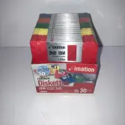 IBM Imation 2HD IBM 25 + 5 Free Total 30 Rainbow Diskettes 1.44 MB Brand New