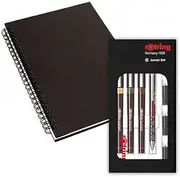 rOtring Isograph S0699320 Junior Set 3x Technical Pens | 0.20mm, 0.30mm, 0.50mm Fineliner Pens + Accessories with Notebook