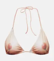 [Jean Paul Gaultier] Jean Paul Gaultier Tattoo Collection printed bikini top AU 8 multicoloured