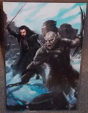Hobbit Thorin Oakenshield vs Azog Glossy Print 11 x 17 In Hard Plastic Sleeve
