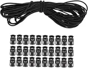 OFFIGAM 1Set Round Elastic Rope with Spring Buckles DIY Clothing Luggage Accessories Durable Black Elastic Band for Fashion and Crafts