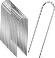 Happyyami 100 Count U-Shaped Garden Stakes Metal Ground Pegs for Control Easy to Install for Landscape Fencing Netting