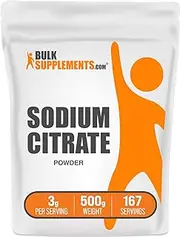 BulkSupplements.com Sodium Citrate Powder - Sodium Citrate Food Grade, Sodium Supplement - Emulsifier, Flavor Enhancer - Gluten Free, 3g per Serving, 500g (1.1 lbs) (Pack of 1)