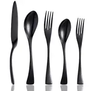20 Piece Black Flatware set,Silverware Cutlery Sets,unique modern look,Home &...