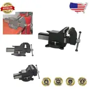 Heavy Duty 6" Steel Bench Vise with 360-Degree Swivel Base - Black Finish