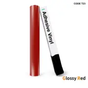SELF ADHESIVE VINYL ONE X 20 30cm SHEET ~GLOSSY RED CODE T23