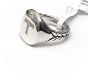 New DAVID YURMAN Pave Initial Letter T Pinky Ring in Diamond & Silver Size 3.5