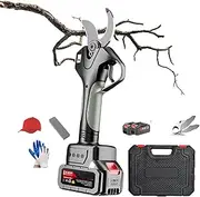 qwmvhfg， Professional Gardening Cordless Pruners, 21V 2.0AH Battery Powered Tree Pruner for Parks, Farms,2-battery