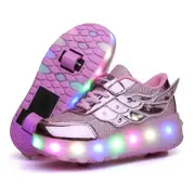 Strapsco LED Roller Shoes Sneakers with Two Wheel - 586 Pink
