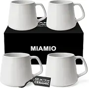 MIAMIO - Coffee Mugs Set of 4 / Large Ceramic Coffee Cups (420 ml) - Mug for Cappuccino, Tea, Espresso - Microwave and Dishwasher Safe - Luxe Collection (White)