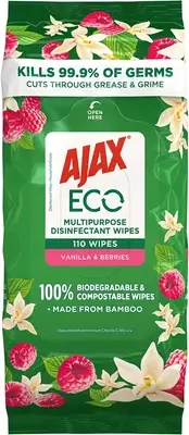 Ajax Eco Antibacterial Disinfectant Surface Cleaning Wipes, Bulk 110 Pack, Va...
