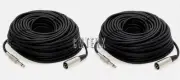 2 Pack 50Ft XLR 3-Pin MALE to 1/4" MONO Plug Mic Microphone Cord Cable 50 Foot