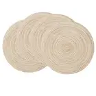 Round Braided Placemats Set of 4 Round Table Mats for Dining Table 15'' Washable