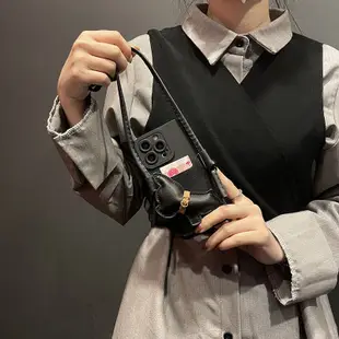 SAMSUNG 皮革狗紋卡包帶掛繩手機殼適用於三星 S6 S7 EDGE S8 S9 PLUS S10 LITE S20