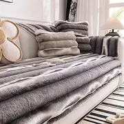 Luxury Fuzzy Couch Covers, Sofa Cover for Individual/Loveseat/3 Cushion/L Shaped/Chaise Lounge Couch/Sectional Couch, Pet Friendly Non Slip Slipcover (Dark Gray,110 * 240cm)