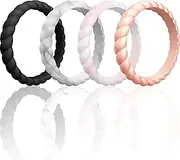 [ThunderFit] Womens Thin Swivel Rings | 8 Pack | 4 Pack | Stackable Silicone Wedding Rings