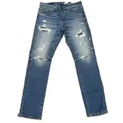 American Eagle Size 31X30 Airflex+ Slim Medium Destroy Jeans Distressed Denim