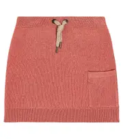 [Brunello Cucinelli Kids] Brunello Cucinelli Kids Ribbed-knit cashmere skirt Y 14 red