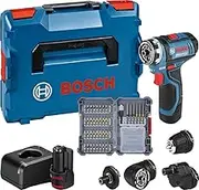 Bosch Professional 12V System Cordless Drill GSR 12V-15 FC - FlexiClick System (Including 2x 2.0 GBA 12V Battery, Charger, 4x Attachments, 40-Piece Accessory Set 40, L-BOXX) - Amazon Exclusive Set