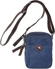 [WOFASHPURET] Men's Messenger Bag Fashion Canvas Zipper Shoulder Bag Travel Long Strap Dark
