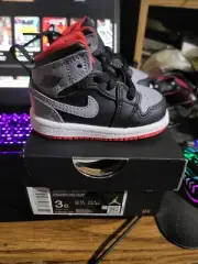 NEW Nike Air Jordan 1 Mid TD 'Bred Shadow' DQ8425-006 Toddler Baby Size 3C NIB