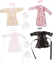 Kisangel 4 Sets Miniature Dolls Bathrobe Stylish Robe and Towel for Playtime Summer Sleepover Dollhouse Accessories Versatile Bathrobe for Enhancing Doll Appeal and Cuteness