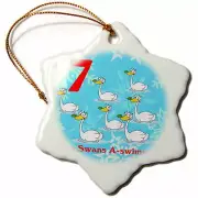 Christmas Ornament Seven Swans A-Swimming Porcelain 3-inch Snowflake