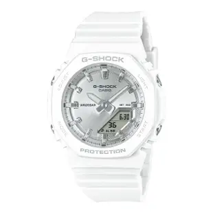 【CASIO 卡西歐】G-SHOCK耀眼銀色雙顯錶(GMA-P2100VA-7A)