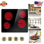 Seamless Built-in 4 Burner Electric Stove Top - 240V Ceramic Cooktop with Timer