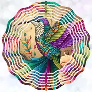 Wind Spinner 10" Colorful Hummingbird Double Sided WindSpinner