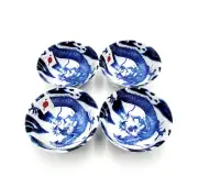 Dragon Asian Oriental Porcelain Soup Rice Bowls Blue/White 6" Set of 4 NEW