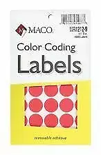 MACO Neon Red Round Color Coding Labels, 3/4" diam - 1000 Per Box (MR1212-9)