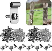 [FoldTier] 400 Pcs Wire Fence Clips, Stainless Steel Agricultural Fencing Mounting Clips Stainless Steel Screws for Mount 12-16 Gauge Welded Wire to Wood, Metal or Vinyl Fence