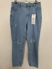 Only Jagger Life High Mom Ankle Straight Jeans W27 L32 Light Blue RRP $89.95