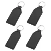 4pcs PU Leather Key Fob Car Keychain Key Holder, Black