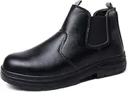 [JiuQing] Steel Toe Boots Mens Chelsea Safety Boots Non-Slip Industrial Work Shoes