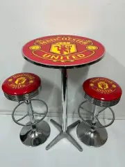 MANCHESTER UNITED EPL PREMIUM BAR STOOLS X 2 AND TABLE ADJUSTABLE HEIGHT