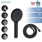Decaura 5-Mode Hand Held Shower Head High Pressure with 1.5m Shower Hose Black